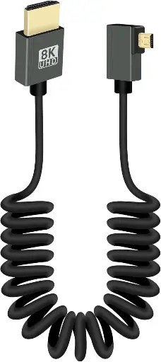 [Micro HDMI to HDMI Coiled] RIIEYOCA 90 Degree 8K Short Micro HDMI to HDMI Coiled Cable