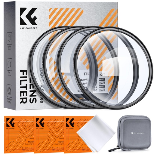 K&F Concept 82mm Close-Up Filter Kit NANO-K +1 +2 +4 +10 HMC 4-Piece Macro Set KF0101.9902.0090