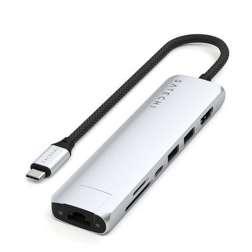 Satechi 7-in-1 USB-C Multiport Slim Adapter with Ethernet (Silver) ST-P7SS