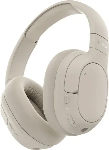 Belkin SoundForm Isolate Noise Cancelling Over-Ear Wireless Headphones Sand (AUD008hqSA)