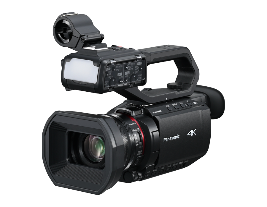 Panasonic AG-CX20 4K professional compact camcorder with its handle unit