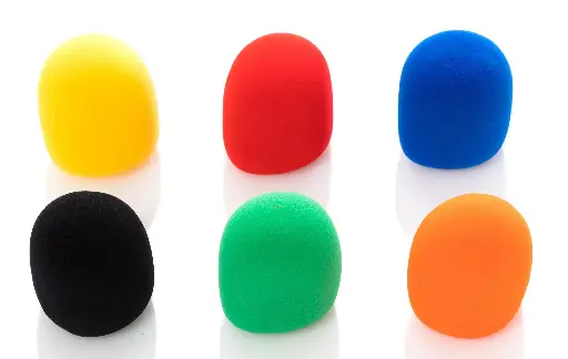 [799804319004] Bespeco WS06C Foam Microphone Windscreen, Assorted Colors, 6 Pieces Pack