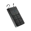 Powerology 2500W 6AC Power Strip with Built-In Retractable Cables PWCUQC030 - Black